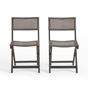 Bistro Foldable Chair With Wicker Backrest