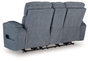 Studio Cave - Power Reclining Loveseat with Console - Steel