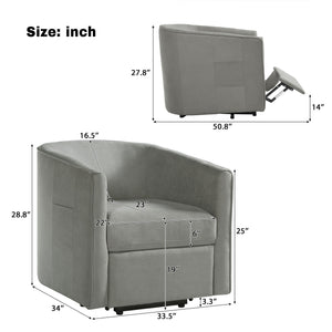 Power Lift Recliner Barrel Shape Reclining Chair With Footrest And Side Pocket