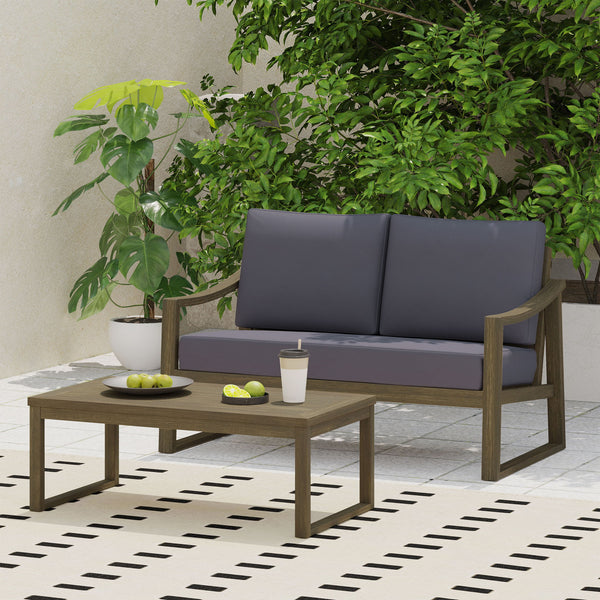 4 Person Outdoor Seating Group With Water Resistant Cushions - Dark Gray