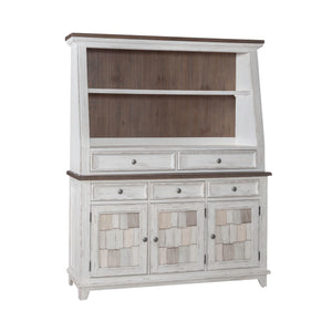 River Place - Server & Hutch - Riverstone White & Tobacco
