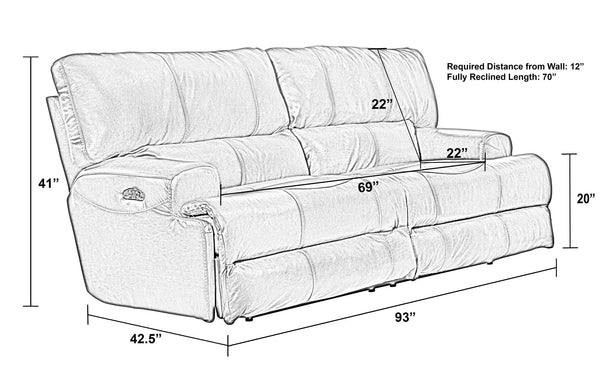 Wembley - Power Headrest With Lumbar Lay Flat Reclining Sofa