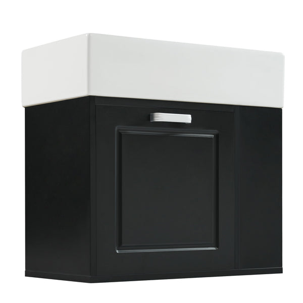 Modern Wall Mounted Bathroom Vanity With Sink, Soft Close Drawer, Adjustable Shelf, Toilet Paper Holder
