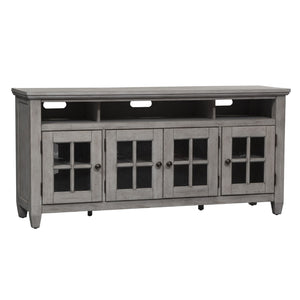 Heartland - Entertainment TV Stand - Antique White / Tobacco Tops