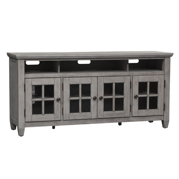 Heartland - Entertainment TV Stand - Antique White / Tobacco Tops