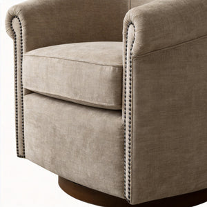 Barrel Swivel Accent Chair, 360 Degree Rotating For Living Room - Sand