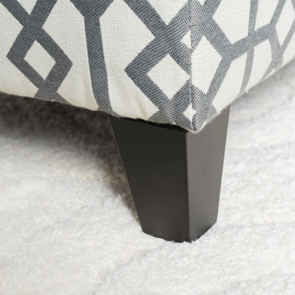 Quotient - Upholstered Storage Ottoman With Tapered Block Feet - Gray / White