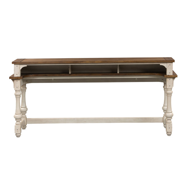 Morgan Creek - Console Bar Table - Antique White / Wirebrushed Tobacco Accents