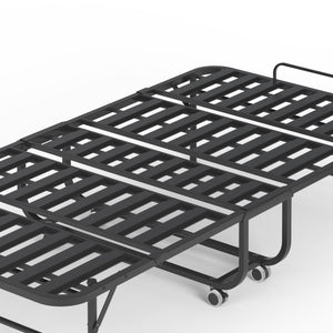 Twin Folding Bed With Memory Foam Mattress, Space Saving Rollaway Guest, On Wheels, Portable For Adults & Guests - Black