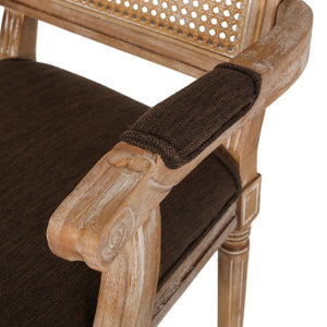 Upholstered Dining Chair With Cane Backrest