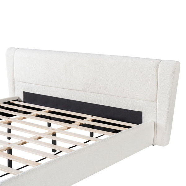 Upholstered Wingback Platform Bed Frame, No Box Spring Needed