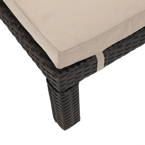 Puerta - Chaise Lounge Frame Cushion Outdoor Wicker Iron - Beige / Dark Brown