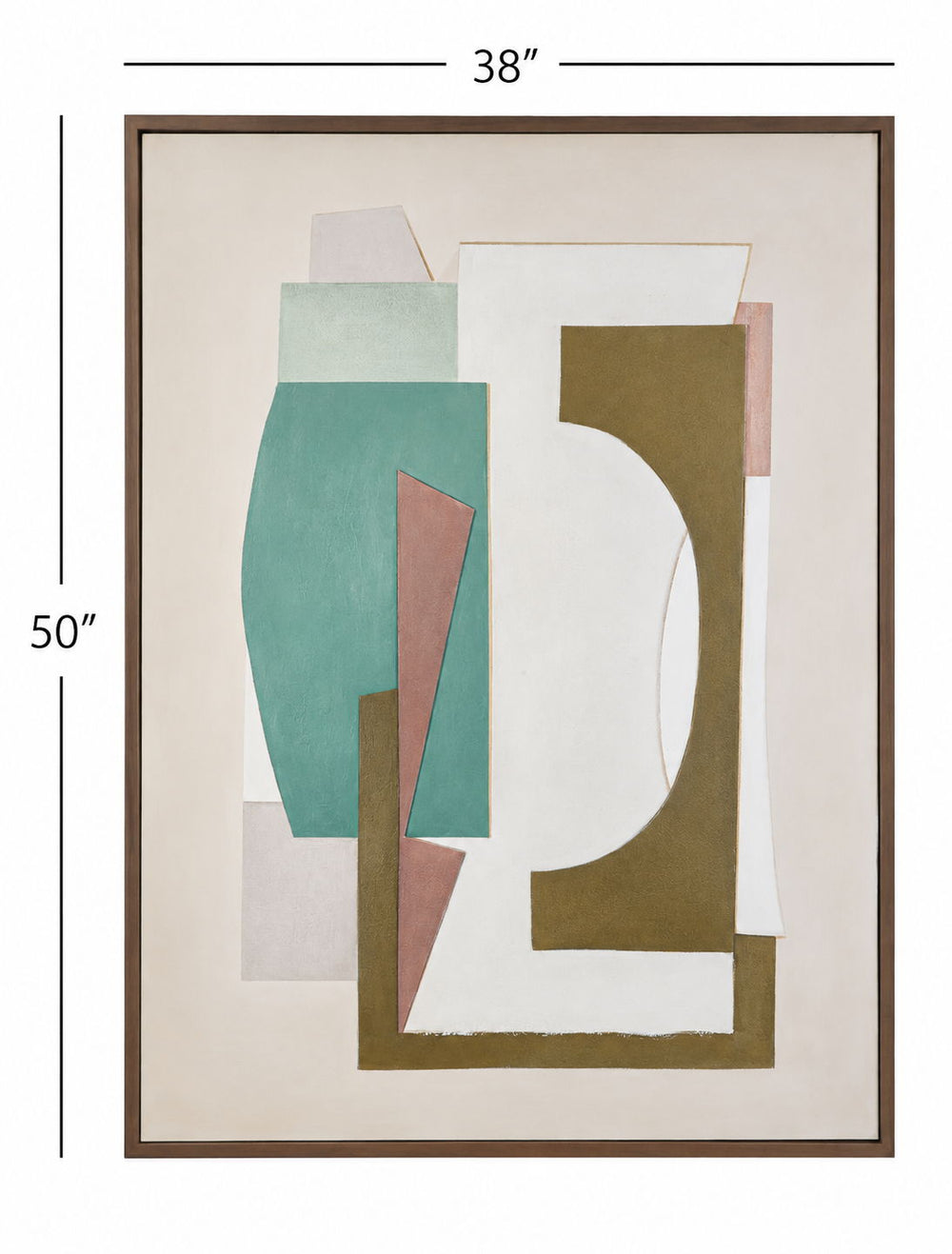Layered Geometry Framed Canvas - Green