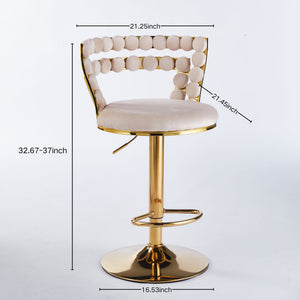 Modern Bar Chair With Iron Tube Legs, Soft Cushions And Comfortable Backrest (Set of 2)