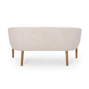 Mid Century Modern Loveseat With Channel Stitched Backrest