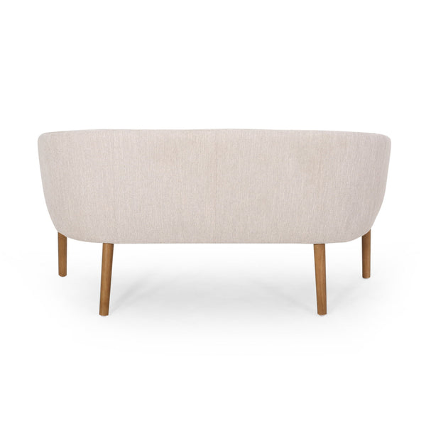 Mid Century Modern Loveseat With Channel Stitched Backrest