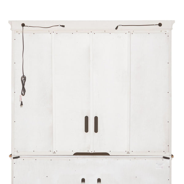Morgan Creek - Entertainment Hutch - Antique White / Wirebrushed Tobacco Accents