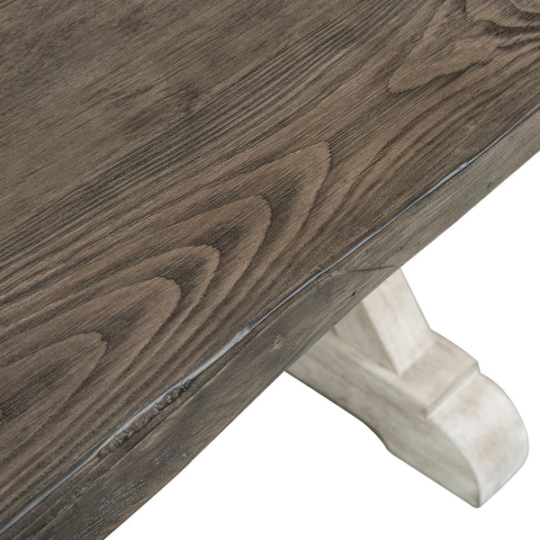 Willowrun - Trestle Table - Rustic White / Weathered Gray Top