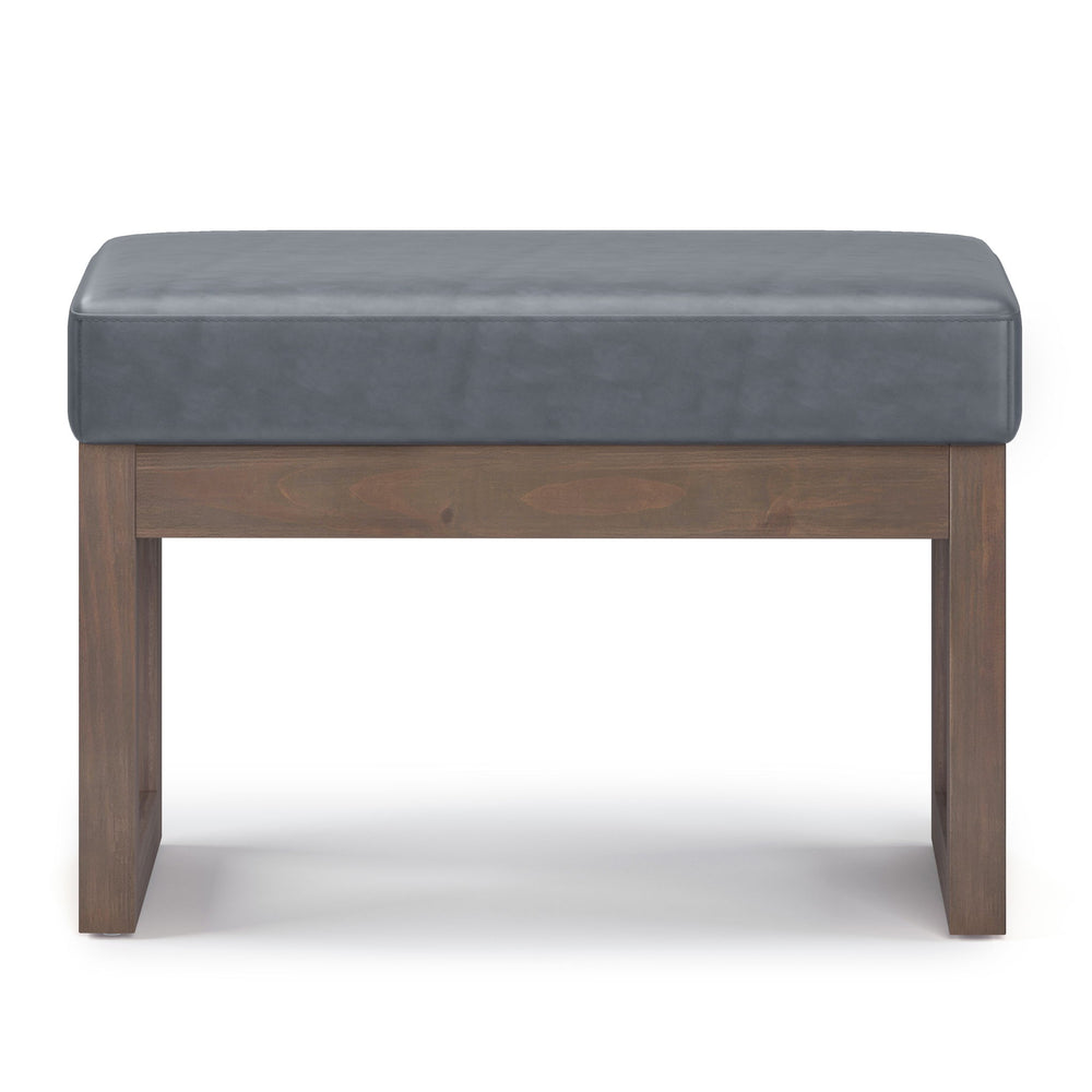 Milltown - Footstool Small Ottoman Bench - Dark Gray - Faux Leather