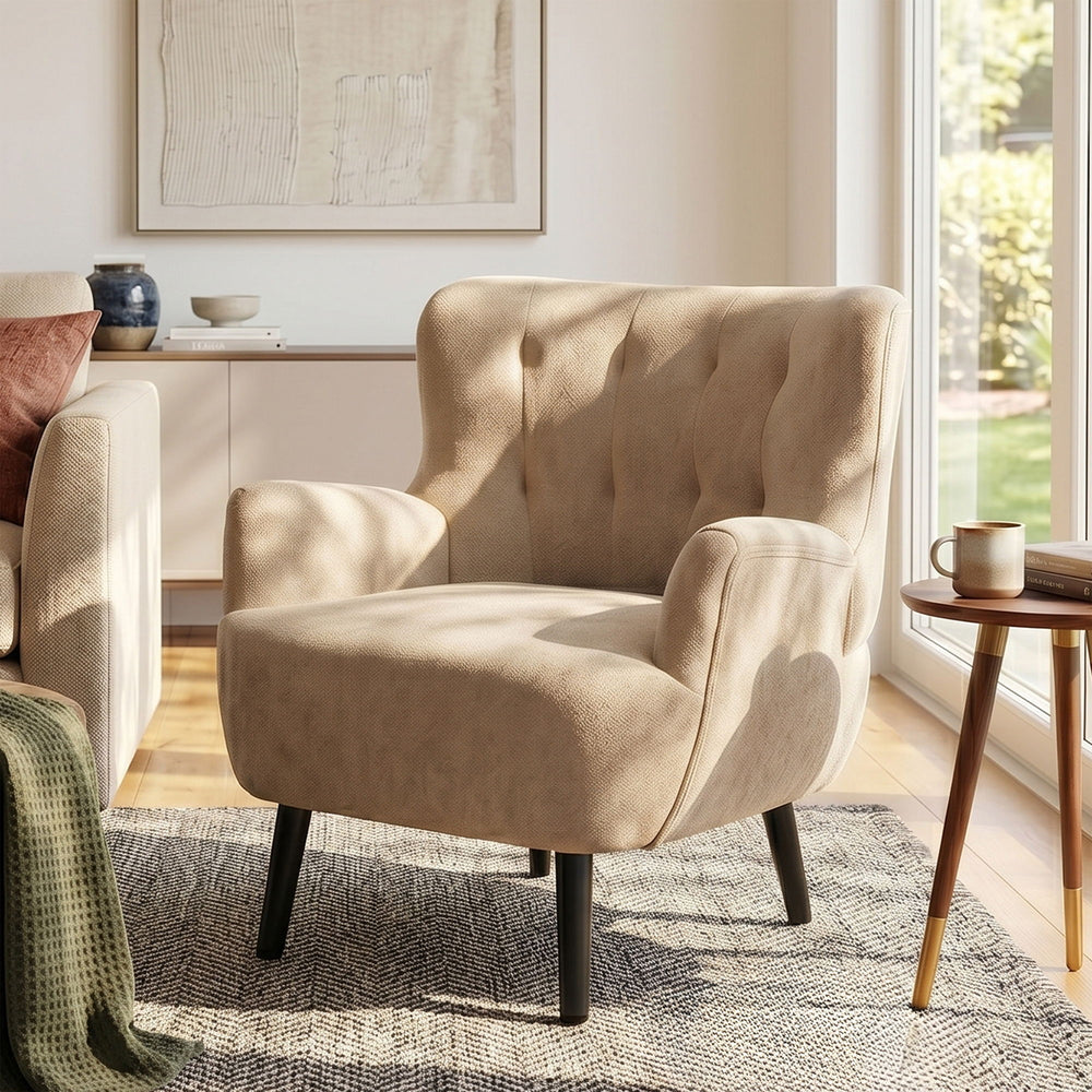 Armchair With Round Arm - Brown