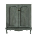 Vintage Bathroom Vanity With Ceramic Sink, Adjustable Shelves
