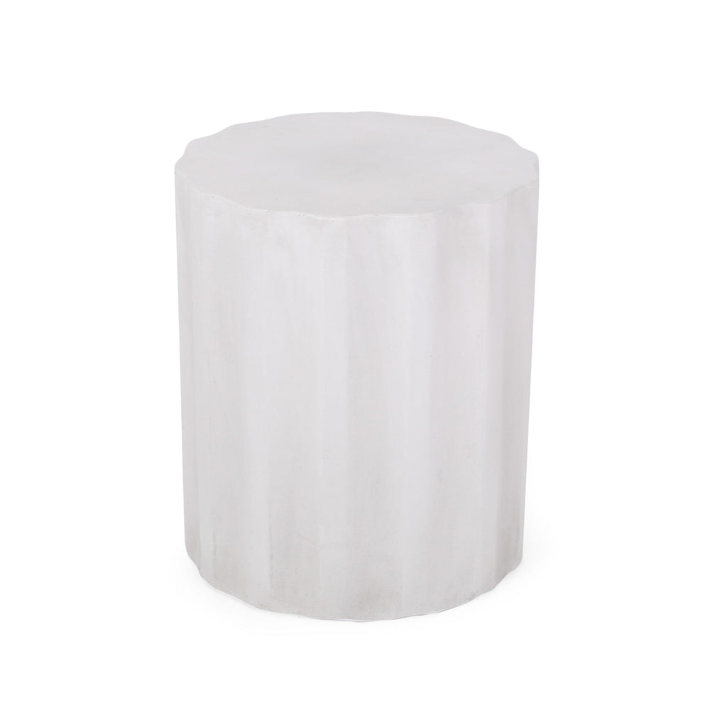 Outdoor End Table With Soft Wave Edge - Antique White