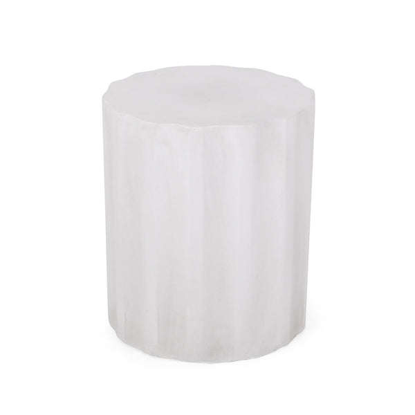Outdoor End Table With Soft Wave Edge - Antique White