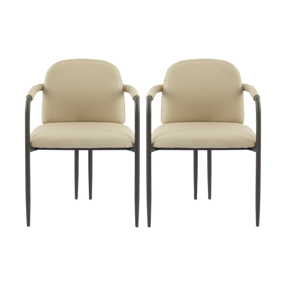 Modern Dining Chair (Set of 2) With Iron Frame - Espresso / Khaki