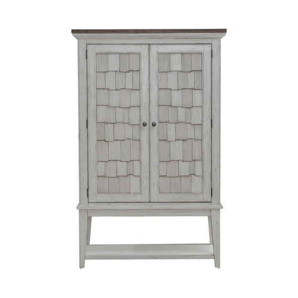 River Place - Bar Cabinet - Riverstone White & Tobacco