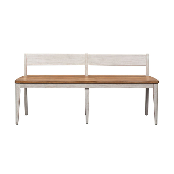 Farmhouse Reimagined - Bench - Antique White / Chestnut Tops