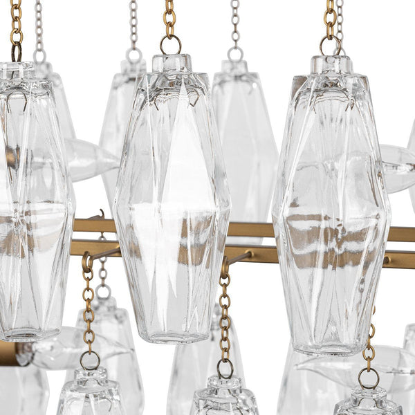 Tressia - Glass Round Chandelier - Brass