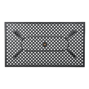 Outdoor Aluminum Dining Table With Lattice Design And Center Umbrella Hole - Black