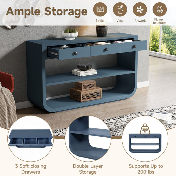 Console Table With 3 Soft Close Drawers & 2 Open Shelves