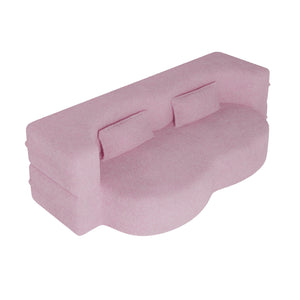 Modern Floor Sofa, With 2 Pillows, Convertible Teddy Fabric Foam Filled Bed