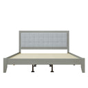 Mid Century Modern Platform Bed With Upholstered Headboard