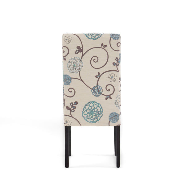 Contemporary Dining Chair Set With Rubberwood Legs - White / Blue