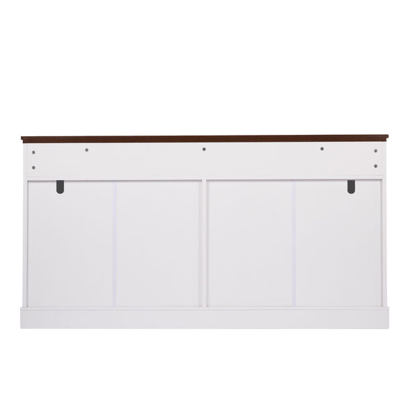 Fluted Sideboard Buffet Cabinet With 4 Doors And 3 Drawers