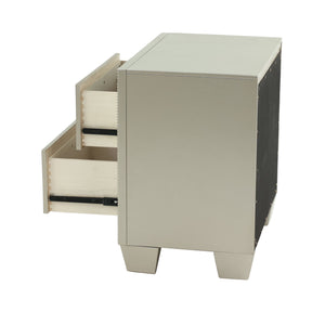 Nightstand With 2 Drawers And Mirror Accent - Silver