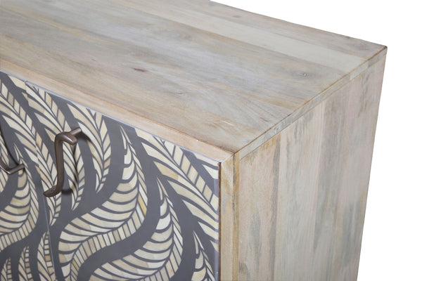 Leia - Bar Cabinet - White Mango / Ivory Bone / Gray