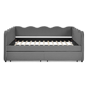 Gingham Daybed & USB Charging Port, Wave Shaped Design