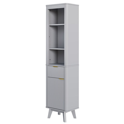 Tall Bathroom Storage Cabinet With Adjustable Shelves And 1 Drawer & Door
