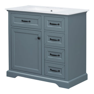 36" Bathroom Vanity With Sink, 2 Tip-Out Drawers, Soft Close Hinges