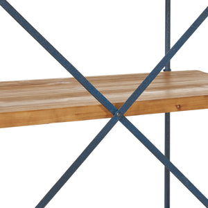 Yorktown - Industrial 5 Shelf Bookcase With Metal Pipework And Solid Fir - Natural