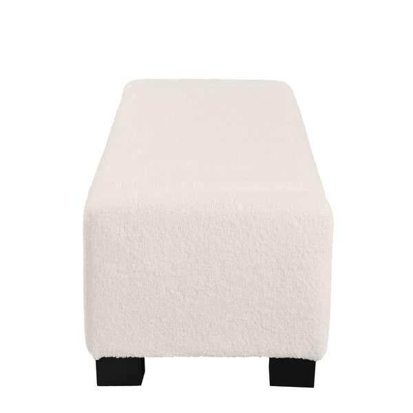 Textured Boucle Ottoman Bench With Hinged Lid For Seating And Storage - Beige