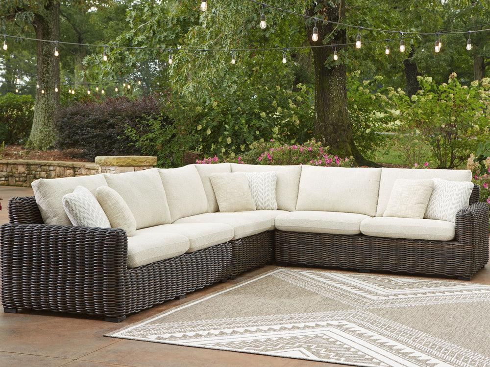 Kimora - 4-Piece Outdoor Sectional - Beige / Dark Brown