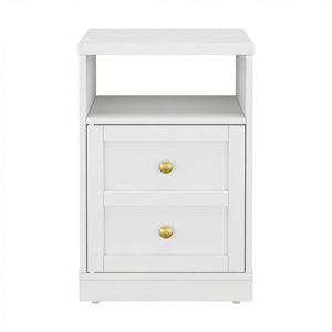 Nightstand With Door & Shelf, 2 Drawer Side Table
