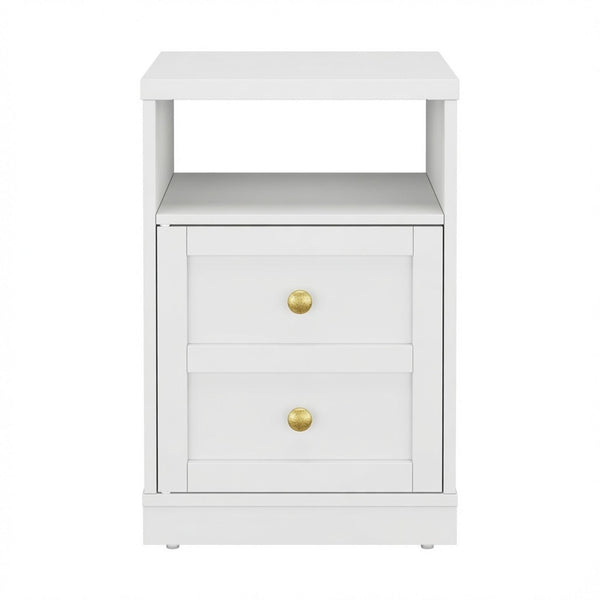 Nightstand With Door & Shelf, 2 Drawer Side Table