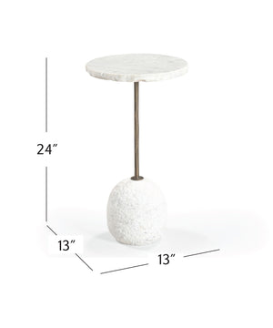 Aeirith - Accent Table - Natural Edge White Marble / Antique Brass