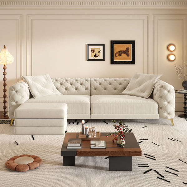 3 In 1 Convertible Sleeper, Deep Seat Pull Out Sofa Bed, Button Tufted