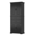 Storage Cabinet With Adjustable Shelves, 2 Drawers, Doors